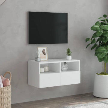 Comodă TV de perete, alb, 60x30x30 cm, lemn prelucrat - Img 3