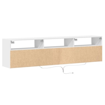 Comodă TV de perete cu lumini LED, alb, 180x31x45 cm - Img 7