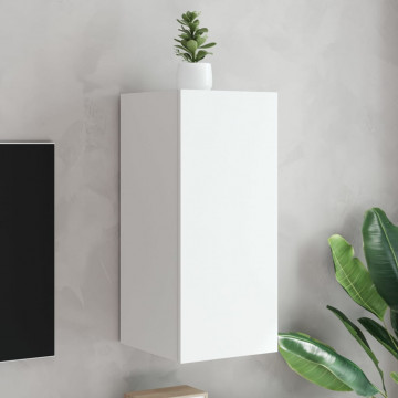 Comodă TV de perete cu lumini LED, alb, 30,5x35x70 cm - Img 1