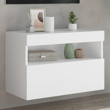 Comodă TV de perete cu lumini LED, alb, 60x30x40 cm - Img 1