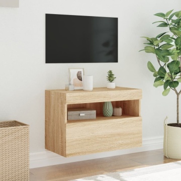 Comodă TV de perete cu lumini LED, stejar sonoma, 60x30x40 cm - Img 8