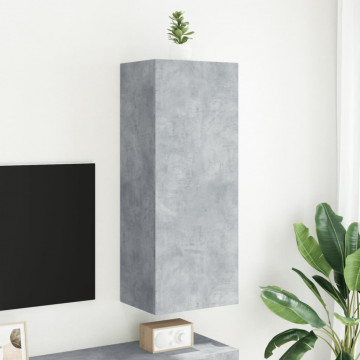 Comodă TV de perete, gri beton, 40,5x30x102 cm, lemn prelucrat - Img 3
