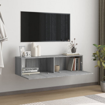 Comodă TV de perete, gri sonoma, 120x30x30 cm, lemn compozit - Img 3