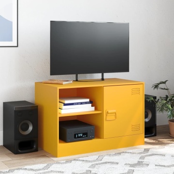 Comodă TV, galben muștar, 67x39x44 cm, oțel - Img 3