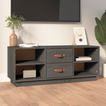 Comodă TV, gri, 100x34x40 cm, lemn masiv de pin - Img 1