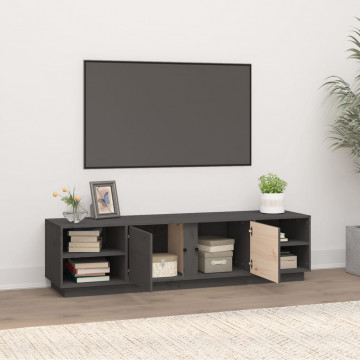 Comodă TV, gri, 156x40x40 cm, lemn masiv de pin - Img 3