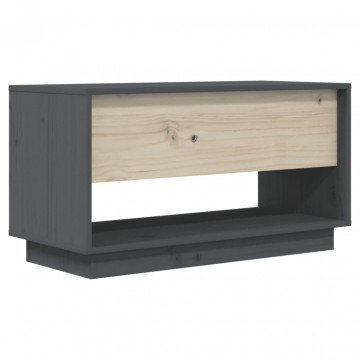 Comodă TV, gri, 74x34x40 cm, lemn masiv de pin - Img 5