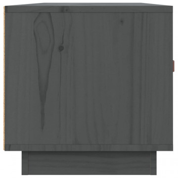 Comodă TV, gri, 80x34x35 cm, lemn masiv de pin - Img 7