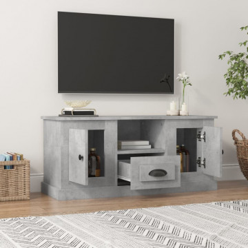 Comodă TV, gri beton, 100x35,5x45 cm, lemn prelucrat - Img 3