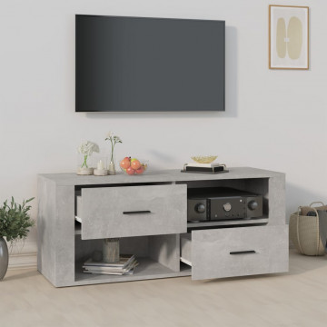 Comodă TV, gri beton, 100x35x40 cm, lemn prelucrat - Img 3