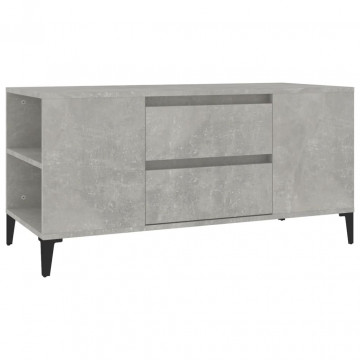 Comodă TV, gri beton, 102x44,5x50 cm, lemn prelucrat - Img 2
