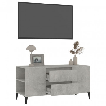 Comodă TV, gri beton, 102x44,5x50 cm, lemn prelucrat - Img 8