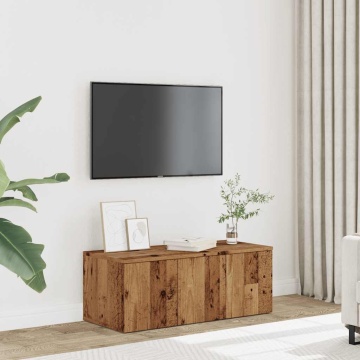 Comodă TV, lemn vechi, 80x34x30 cm, PAL - Img 3