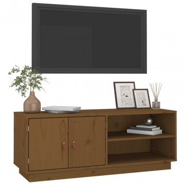 Comodă TV, maro miere, 105x34x40 cm, lemn masiv de pin - Img 4