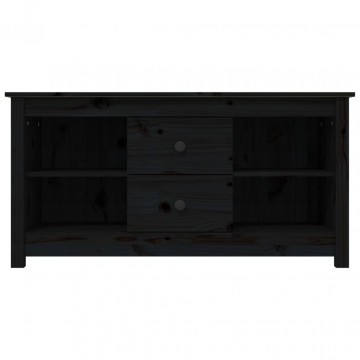 Comodă TV, negru, 103x36,5x52 cm, lemn masiv de pin - Img 3