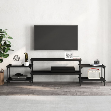 Comodă TV, negru, 197x35x52 cm, lemn prelucrat - Img 3