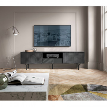 Comoda TV Revers, grafit negru, 180 cm RE01 2D1S - Img 3