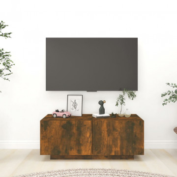 Comodă TV, stejar fumuriu, 100x35x40 cm, lemn prelucrat - Img 1