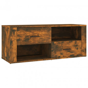 Comodă TV, stejar fumuriu, 100x35x40 cm, lemn prelucrat - Img 2