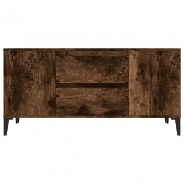 Comodă TV, stejar fumuriu, 102x44,5x50 cm, lemn prelucrat - Img 5