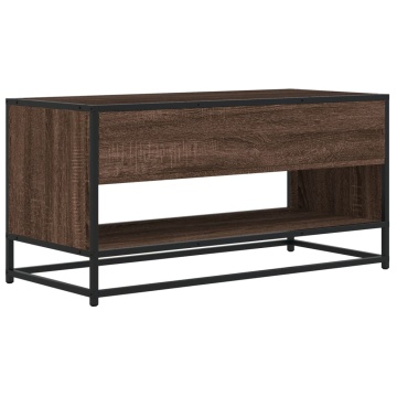 Comodă TV, stejar maro, 91x40x46 cm lemn prelucrat și metal - Img 5