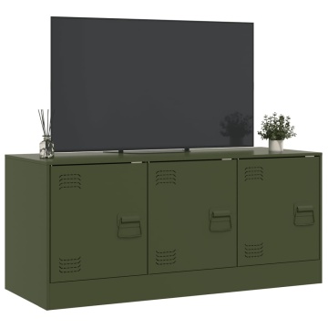 Comodă TV, verde măsliniu, 99x39x44 cm, oțel - Img 8