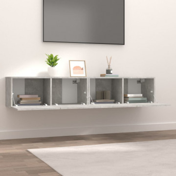 Comode TV, 2 buc., gri beton, 80x30x30 cm, lemn compozit - Img 3