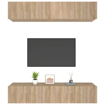 Comode TV, 4 buc., stejar sonoma, 80x30x30 cm, lemn prelucrat - Img 4