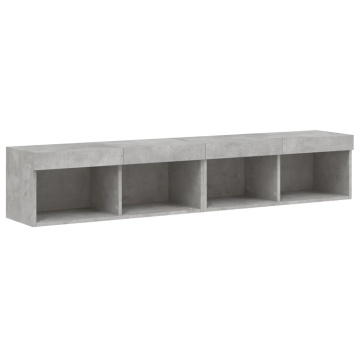 Comode TV cu lumini LED, 2 buc., gri beton, 80x30x30 cm - Img 6