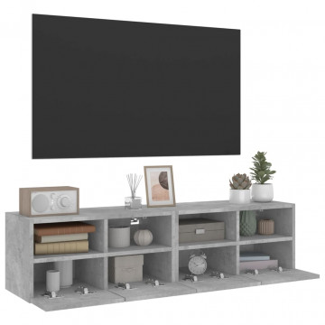 Comode TV de perete, 2 buc., gri beton, 60x30x30 cm, lemn - Img 4
