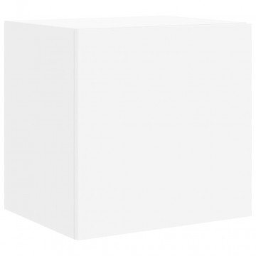 Comode TV de perete cu lumini LED, 2 buc., alb, 40,5x35x40 cm - Img 7