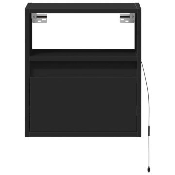 Comode TV de perete cu lumini LED, 2 buc., negru, 41x31x45 cm - Img 5