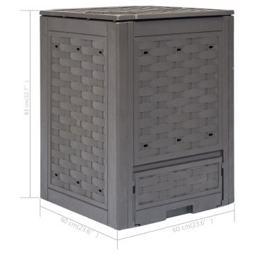 Compostor de grădină, maro, 60x60x83 cm, 300 L plastic ratan - Img 6