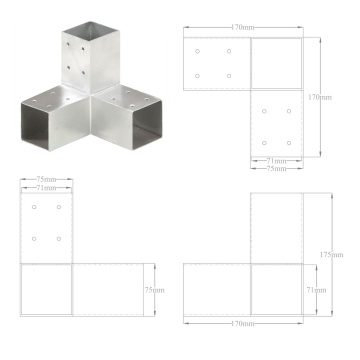 Conectori de grindă, formă Y, 4 buc, 71x71 mm, metal galvanizat - Img 6