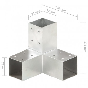Conectori de grindă, formă Y, 4 buc, 71x71 mm, metal galvanizat - Img 5