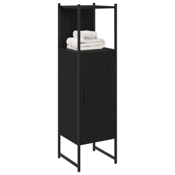 Consolă de baie Negru Stejar 33x33x120,5 cm Lemn prelucrat - Img 3
