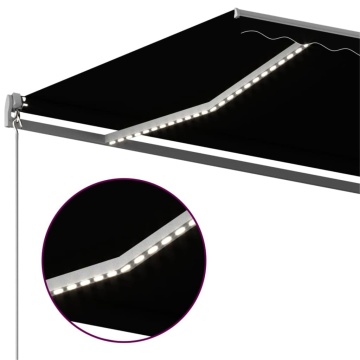 Copertină automată cu senzor vânt & LED, antracit, 500x300 cm - Img 5