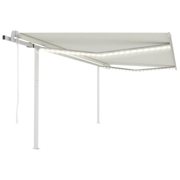 Copertină automată cu senzor vânt&LED, crem, 4x3 m - Img 1