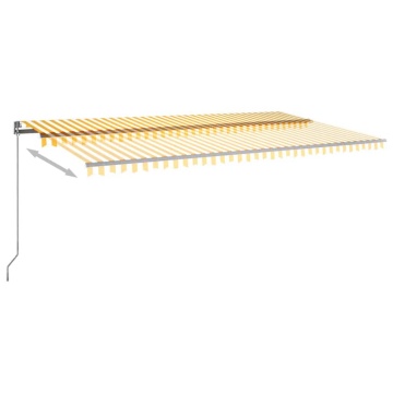 Copertină automată cu senzor vânt & LED, galben&alb, 600x300 cm - Img 8
