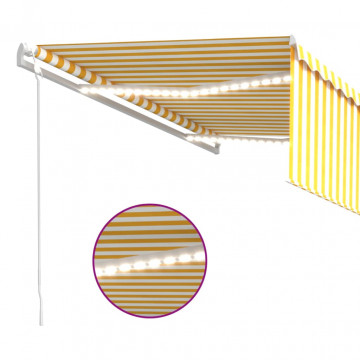Copertină automată cu stor&LED&senzor vânt galben&alb, 4,5x3 cm - Img 8