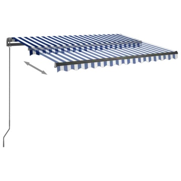 Copertină autonomă retractabilă automat albastru&alb 350x250 cm - Img 5