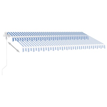 Copertină autonomă retractabilă automat albastru&alb 400x300 cm - Img 4