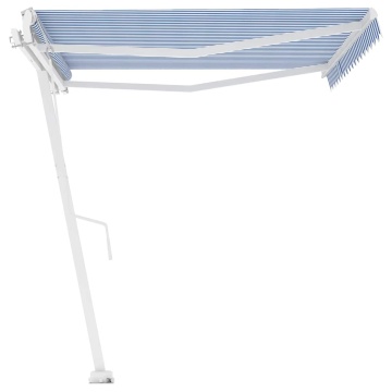 Copertină autonomă retractabilă automat albastru&alb 400x300 cm - Img 5