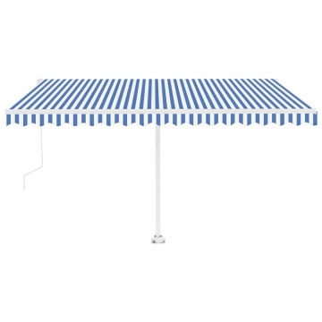 Copertină autonomă retractabilă automat albastru&alb 400x300 cm - Img 8
