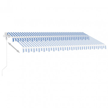 Copertină autonomă retractabilă automat albastru&alb 400x300 cm - Img 4
