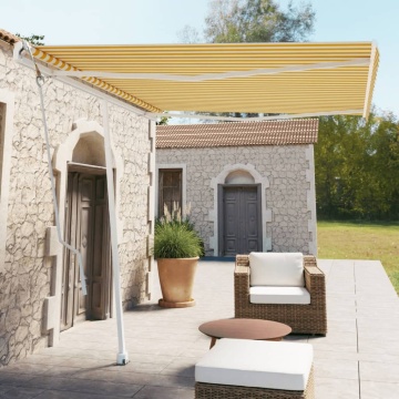 Copertină autonomă retractabilă automat galben&alb 300x250 cm - Img 1
