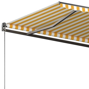 Copertină autonomă retractabilă automat, galben&alb, 350x250 cm - Img 6