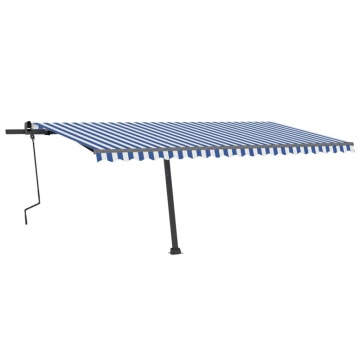 Copertină autonomă retractabilă manual, albastru/alb, 500x300cm - Img 3