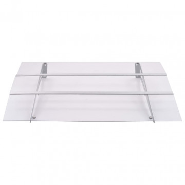 Copertină de ușă argintiu și transparent 120x90 cm policarbonat - Img 2