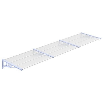 Copertină de ușă, gri și transparent, 358,5x90 cm, policarbonat - Img 2